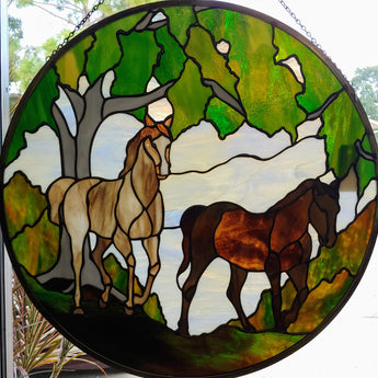 22'' Diameter Horse Scene