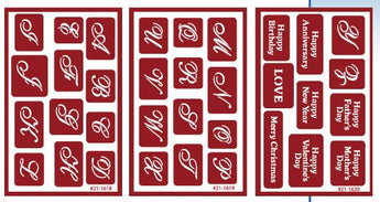 ONO Stencil Set - Script Alphabet 3 pak 7/8"
