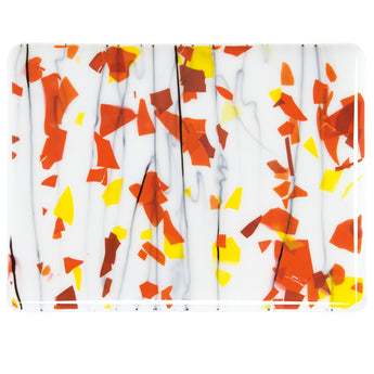 Bullseye Autumn Confetti: Orange, Yellow and Red on White Lacy Base 90COE