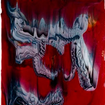 Bullseye Deep Red/White/ Black Opalescent Graffiti Fusible 90 COE