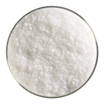 Bullseye Frit, White - Opalescent (medium) - 4 oz