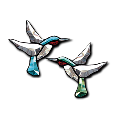 Twin Hummers Bevel Cluster - Blue/Green