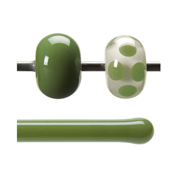Bullseye Hot Rodz - Olive Green Opalescent, Fusible