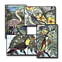 Exotic Bird Panels Pattern Set