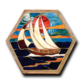 Sailboat Mosaic 16'' Hex Pattern