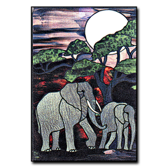 Elephants Night Scene Pattern