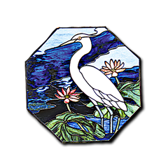 Egret & Water Lily Octagon Pattern
