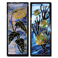 Two Mosaic Panels-Sunflower/Fish