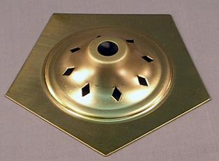 Large 5-Sided Diamond Vented Stamped Brass Vase Cap with Flange