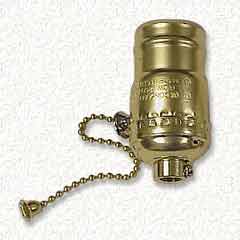 Pull Chain Lamp Socket Brass Plated & Lacquered