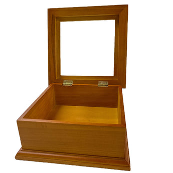 Square Wood Box - Medium 7.5x7.5" holds a 6"x6" Stained Glass Insert.